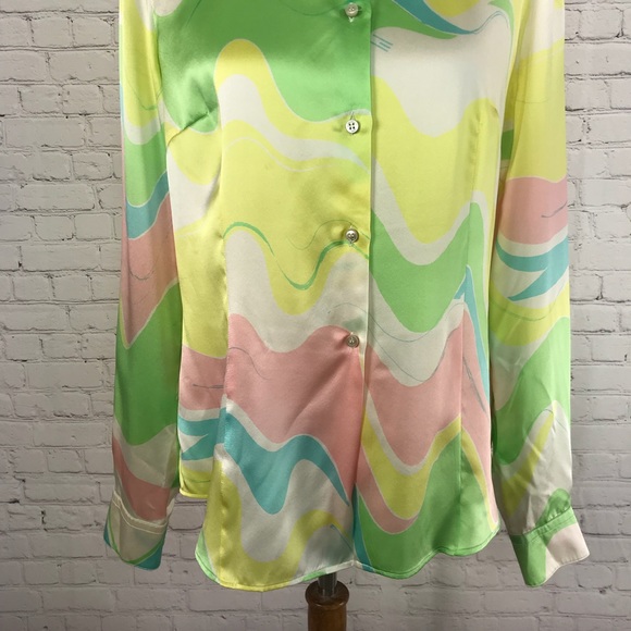 Vintage Hippie Disco Button Down Top Size M/L - Picture 4 of 5